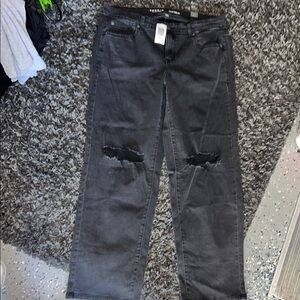 Torrid NEW 🆕 SIZE 12 WIDE LEG TALLCharcoal Ripped Jeans